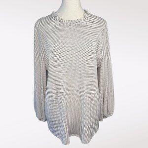 Adrianna Papell Long Sleeve Polka Dot Top Lightweight Flowy Size Medium